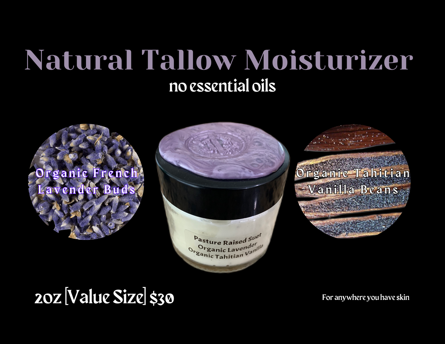 Whipped Tallow Moisturizer | Floral Comfort | Infused with Lavender & Vanilla